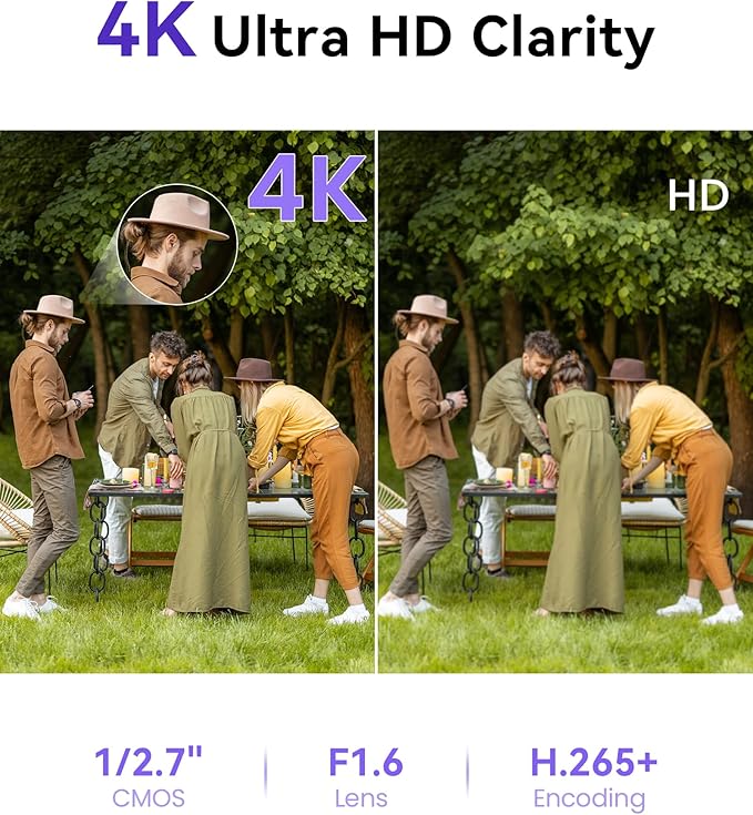 Loocam 4K Security Camera System 8CH H.265+NVR with 2TB HDD, 8pcs 8MP Wired PoE Camera System AI Human Vehicle Detection, Outdoor Indoor Home Camera System with Audio, Night Vision, 24/7 Recording