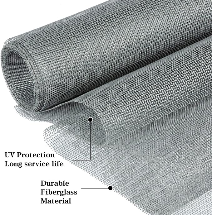Windows Screen and Screen Door Replacement, 59"x106" Durable Fiberglass Screen Mesh- Window Screen & Sliding Screen Door Repair for Patio and Windows