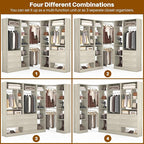 Corner Closet System with 5 Drawers, Closet Organizer System with 15+Shelvess & 4 Hanging Rods, 63.2"L * 63.2"W / 87.2"L * 39.2"W Reversible L Shaped Walk-in Closets, Load 2500+LBS, White Oak