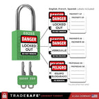 TRADESAFE Lockout Tagout Locks Set - 10 Green Lockout Locks Keyed Different, 2 Keys Per Loto Lock, OSHA Compliant Lock Out Tag Out Padlocks for Electrical Lockout Tag Out Kits
