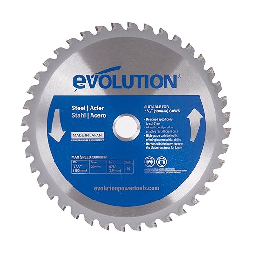Evolution Power Tools 7-1/2BLADEST Steel Cutting Saw Blade, 7-1/2-Inch x 40-Tooth