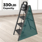 Taranta 4 Step Ladder,Aluminum Lightweight Folding 4 Step Stool with Anti-Slip Wide Pedal,330lbs Capacity Step Ladder for Household,Kitchen,Office - Black