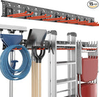 EVERHANGER Garage Tool Storage Organizer Wall Mount, Versatile Garden Tool Rack Organization, Folding Chair Hangers with 8 Multifunctional Hooks, Max Load 330lb, 48inch