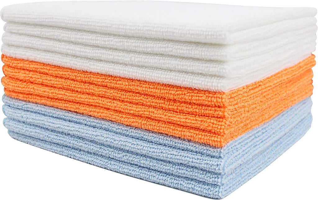 Tricol Clean Certified Recycled Microfiber Cleaning Cloths, Made from Plastic Bottles (12 x 12 in Cloths) Pack of 12