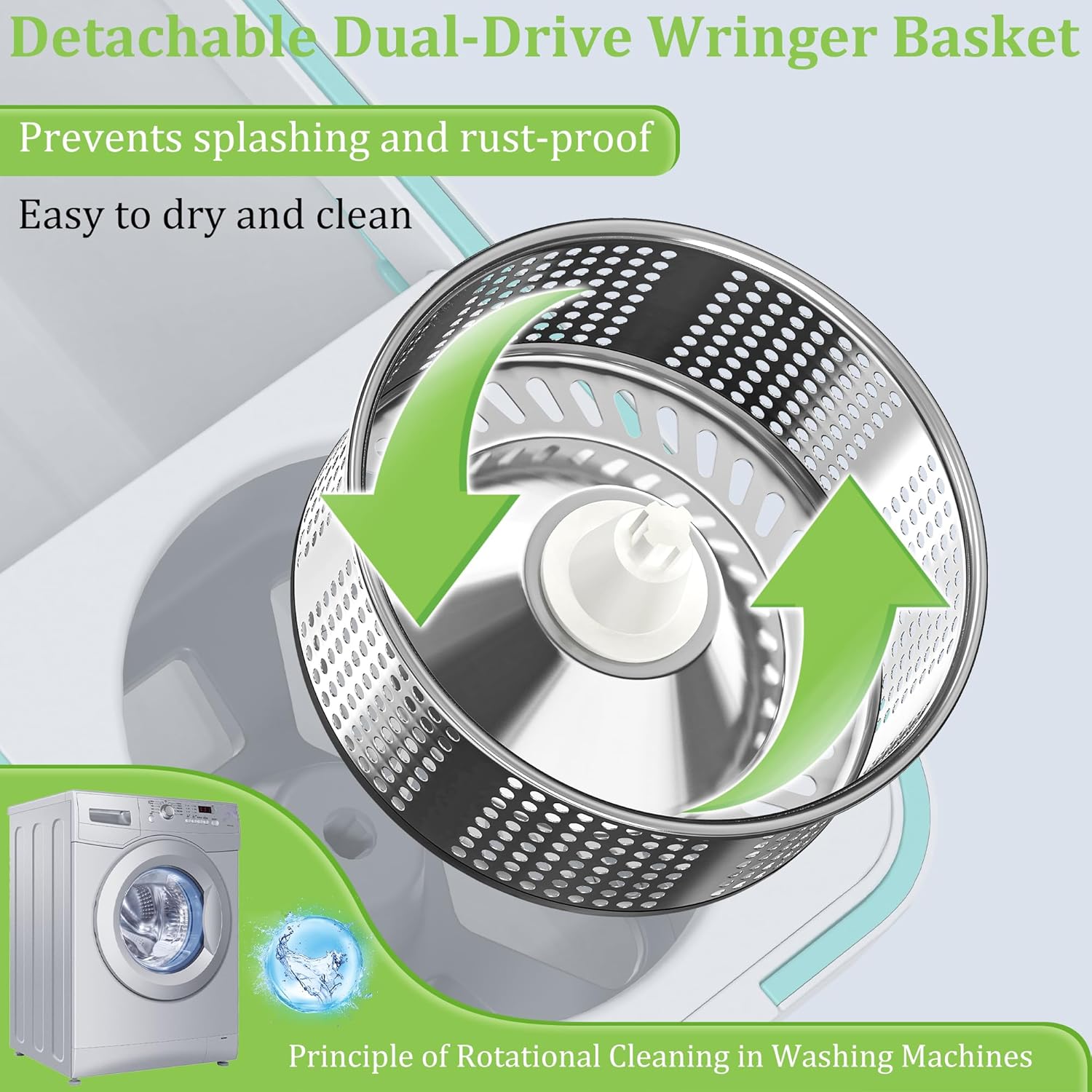 Mop and Bucket with Wringer Set for Home, Spin Mop and Bucket Mops for Floor Cleaning 61" Extended Handle with 6 Mop Head Replacement for Hardwood Tile Laminate Home Cleaning Tools