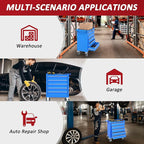 5-Drawers Rolling Tool Box with Wheel,Tool Chest with Wheels, Rolling Tool Box with Locking System, Tool Box with Organizer for Garage, Warehouse, Workshop (Blue, 5 Drawers)