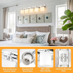 5 Light Modern Bathroom Light Fixtures Over Mirror, Chrome Vanity Lights for Bathroom Wall Sconces with Milky White Glass Shades, E26 Socket (Bulbs Not Included)