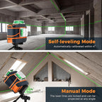 CIGMAN Laser Level CM-801 Laser Level Self Leveling 3x360°3D Green Cross Line for Decoration and Picture Hanging with Two Rechargeable Batteries, Remote Controller and Magnetic L-Shaped Bracket