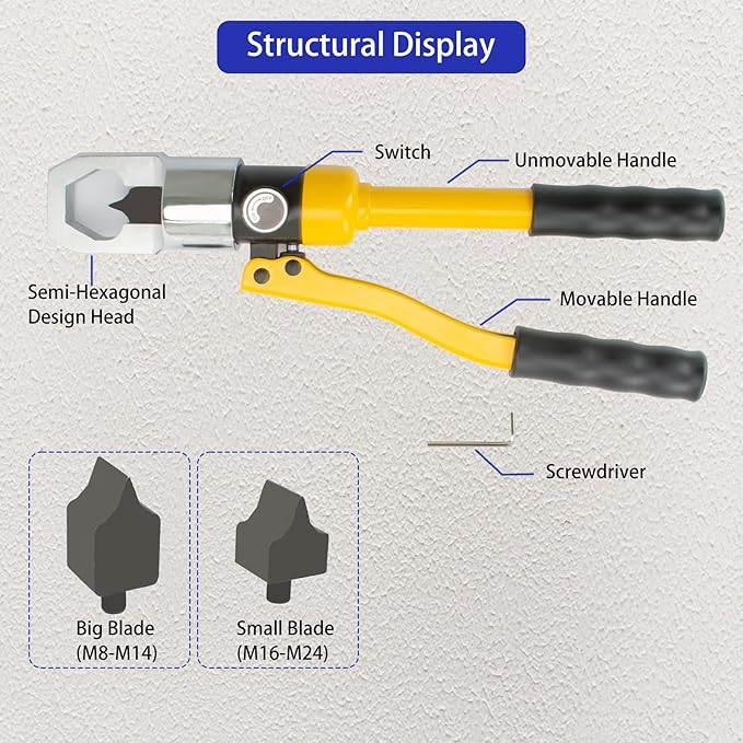 Hydraulic Nut Splitter Tool, Max 10t Force Suitable for Breaking & Removing Damaged Rusty Broken Heavy Duty Nut (Range: M8-M24) Independently in Hand-Power