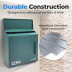 SereneLife Outdoor Wall Mailbox | 0.46 Cubic FT Locking Mailbox | Easy Installation, Secure Lock Mechanism | Ideal for Residential or Commercial Use | Wall Mountable 13.77" x 4.52" x 12.99 | Green