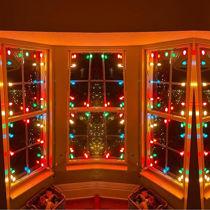 SUNSGNE 25 Pack C7 LED Multicolor Christmas Replacement Light Bulbs for Christmas Indoor Outdoor String Lights, E12/C7 Candelabra Base, 0.6 Watt