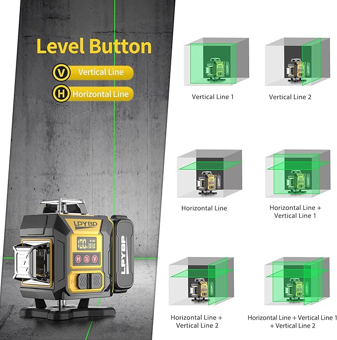 Laser Level 360 Self Leveling with Tripod, 200ft/60m working distance with vertical and horizontal lines, self-leveling mode&IP54 waterproof set