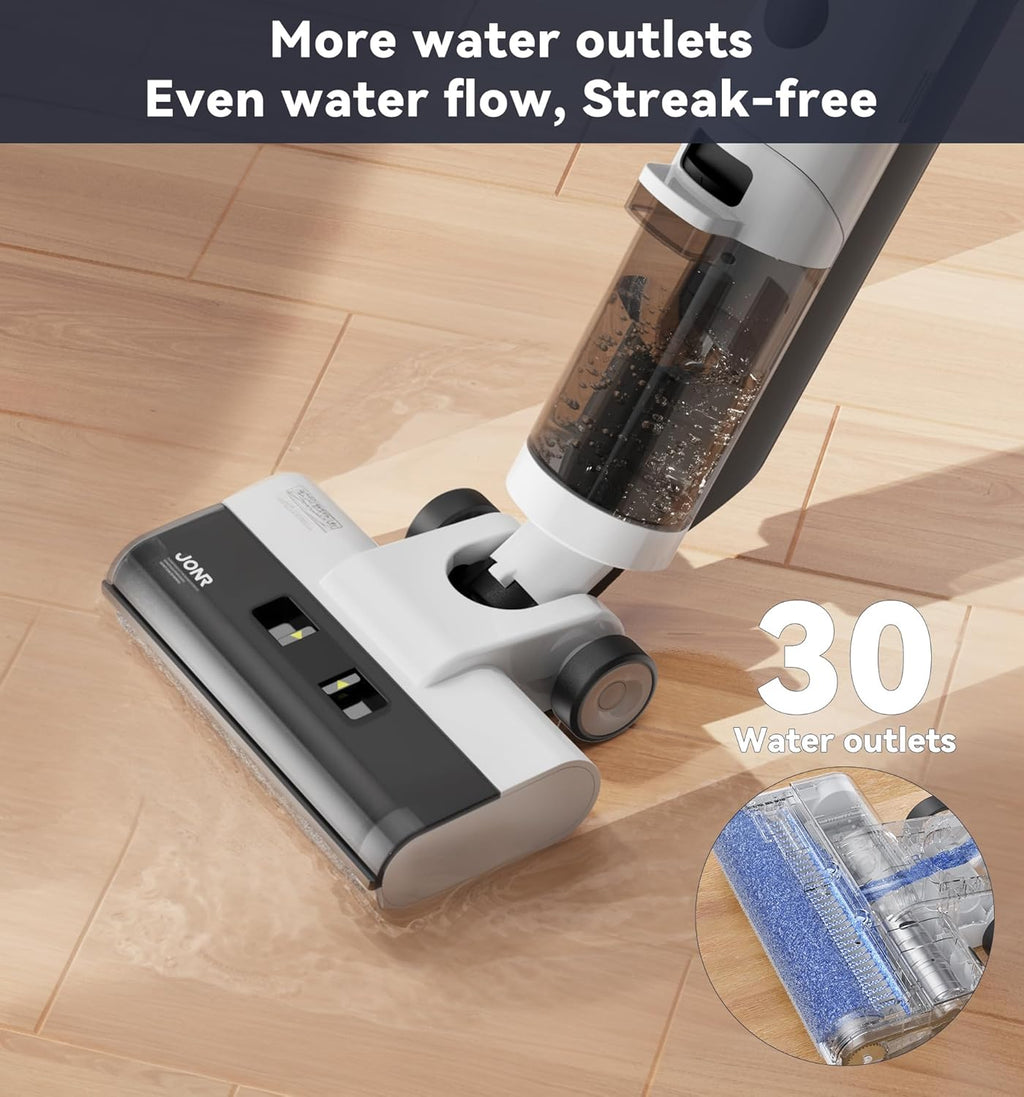 JONR ED12 Wet Dry Vacuum Cleaner,Cordless Floor Cleaning Suitable for Combination of Hard Floor Vacuum Cleaner and Mop,one click self-cleaning,0.1 inch Edge Cleaning,Easy to Clean Dust,Spills,Pet Hair