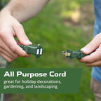 Iron Forge Cable Weatherproof Outdoor Extension Cord 25 ft, 13 Amp Green Extension Cord with 2 Prong Polarized Plug, SJTW 16 AWG Power Cable for Outdoor & Indoor Decorations - US Veteran Owned