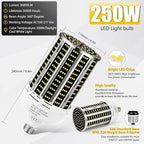 250W 2 pack LED Corn Light Bulb,(2500W Equivalent )Commercial Grade 36500LM DayLight 5000K E26/E39 Medium Mogul Base LED Lamp,Large Area Lights For Outdoor Indoor Garage Warehouse Factory Bay Light