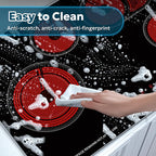 30 Inch Electric Cooktop 4 Burner 7400W Ceramic Stove, Built-in Electric Stove Top with Full Metal Frame Protection, Timer, Safety Lock, Pause, Dual Ring, 220V Hard Wired