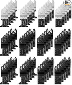 60Pcs Oscillating Tool Blades, Universal Metal Wood Plastic Multitool Blades Quick Release Saw Blades Compatible with Fein Multimaster, Milwaukee, Makita, Bosch, Dewalt, Ryobi, Craftsman