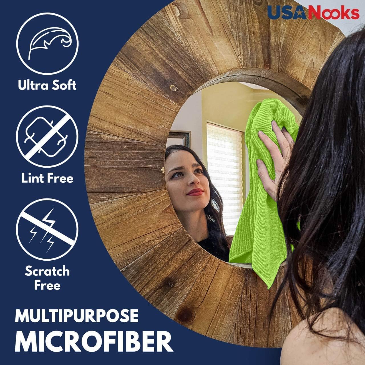 USANOOKS Microfiber Cleaning Cloth - 50Pcs (12.5x12.5 inch) High Performance - 1200 Washes, Ultra Absorbent Towels for Cars Weave Grime & Liquid for Streak-Free Mirror Shine