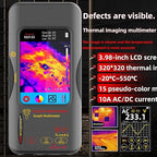 BSIDE Thermal Imager Multimeter 2 in 1, 320×320 IR Resolution with 20000 Words Multimeter 3.98'' Touchscreen 25Hz Infrared Thermal Camera 15 Thermal Palettes TRMS Auto-Ranging Tester