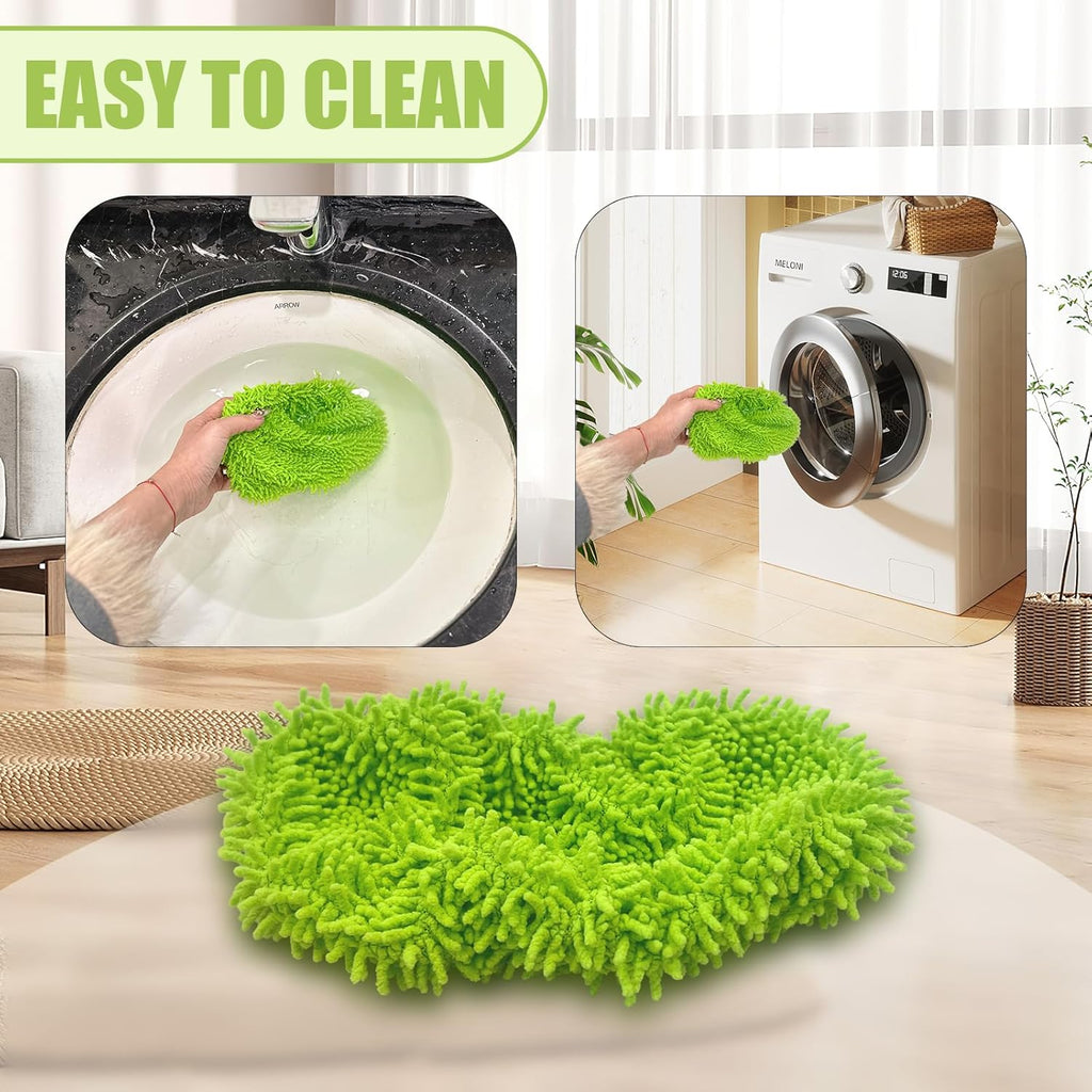4 Pack Reusable Mop Pads Refill Compatible with Swiffer Sweeper Mop, Microfiber Wet Mopping Cloths for Floor Cleaning, Ideal for Home Cleaning Washable Floor (Green-4 Pack)
