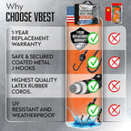 Heavy Duty Bungee Cords with Hooks - 10 Piece 18 Inch Bungie Cords Set