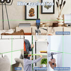 Laser Level, 100ft Self Leveling Green Cross Line nivel Laser, Lazer Leveler Tool for Picture Hanging Construction Floor Tile Wall Home Renovation, Indoor Outdoor Project