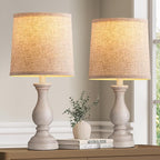Seealle Farmhouse Table Lamps Set of 2 - Rustic Bedroom Lamps for Living Room, 22" Boho Bedside Lamp for Night Stands End Table Office Desk Lamp Nightstand Clearance Decorating with Linen Shades