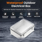 QILIPSU Waterproof Junction Box IP67 Outdoor Plastic Electrical Project Enclosure Weatherproof with Mounting Plate, Wall Brackets, Hinged Clear Cover 14.8"x10.8"x6.1" CC