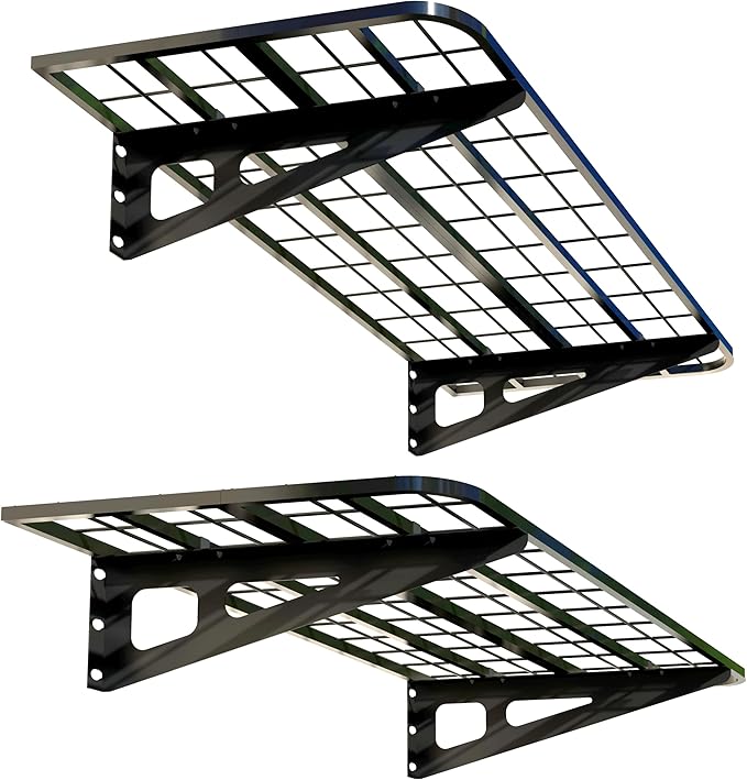 2-Pack 2x4ft Garage Wall Shelves, 2 Shelf Total 8 ft(L) Garage Shelving Wall Mounted – Heavy-Duty Storage Shelves, Perfect for Holding Storage Bins, Boxes, Sporting Goods, Tools, and More Space-Saving