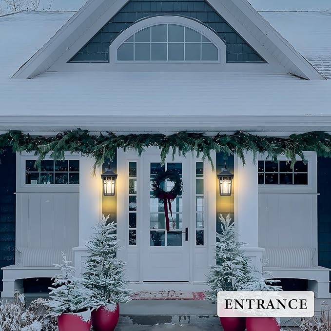 Darkaway Large Outdoor Wall Lights for House, 18inch Exterior Lighting Fixtures 2pcs Wall Mount Outdoor Porch Lights Black Outdoor Sconce Lights with Seeded Glass for Hallway Garage