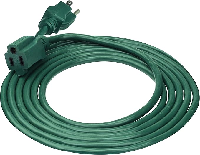 Clear Power Outdoor Extension Cord - 9 FT, Green | Lawn & Garden, 16/3 SJTW, Water & Weather Resistant, Flame Retardant, 3 Prong Grounded Plug, Perfect for Christmas and Holiday (CP10196)