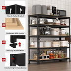 5-Shelf Heavy Duty Shelving - Adjustable Garage Storage Shelves, Metal Utility Storage Racks for Warehouse Pantry Basement Kitchen, Garage Organizers Shef Unit, Black, Packs of 3