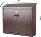 xydled Mail Boxes with Key Lock,Locking Mailbox Wall Mounted, Large Capacity, Galvanized Steel Cover Metal Postbox for House, 14 X 12.5 X 4.25 Inch,Bronze