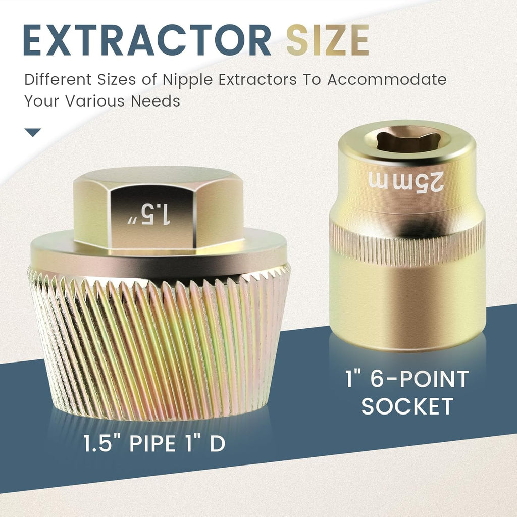 1.5" Tub Drain Removal Tool with 1-inch Socket, Pipe Nipple Extractor for Remove The Old, Broken, Stubborn, Rusted Drain Tub Bathtub Stopper Strong Grab Plumbing Tool with Solid Storage Case