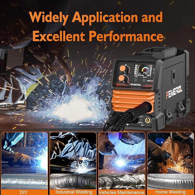 140A 3 in 1 MIG Welder,Flux Core, MIG/Lift TIG/Stick Welding Machine 110V Portable IGBT Inverter Synergic Control, LED Display with Welding Helmets