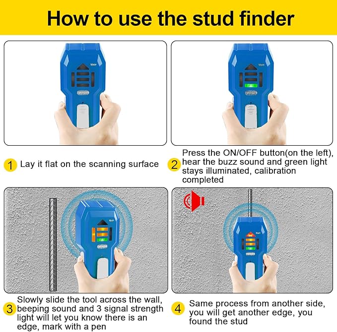 Stud Finder Wall Scanner Wood and Metal Detector Sensor for 3/4 inch Thickness Wall (ST102-Blue)