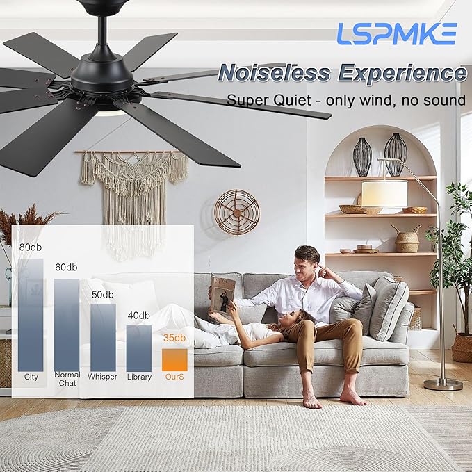 52 Inch Ceiling Fans with Lights, Brown Ceiling Fan with Light and Remote Control, Reversible DC Motor, 3CCT, Dimmable, Timer, Noiseless, Ceiling Fan for Bedroom Living Room, Indoor/Outdoor Use