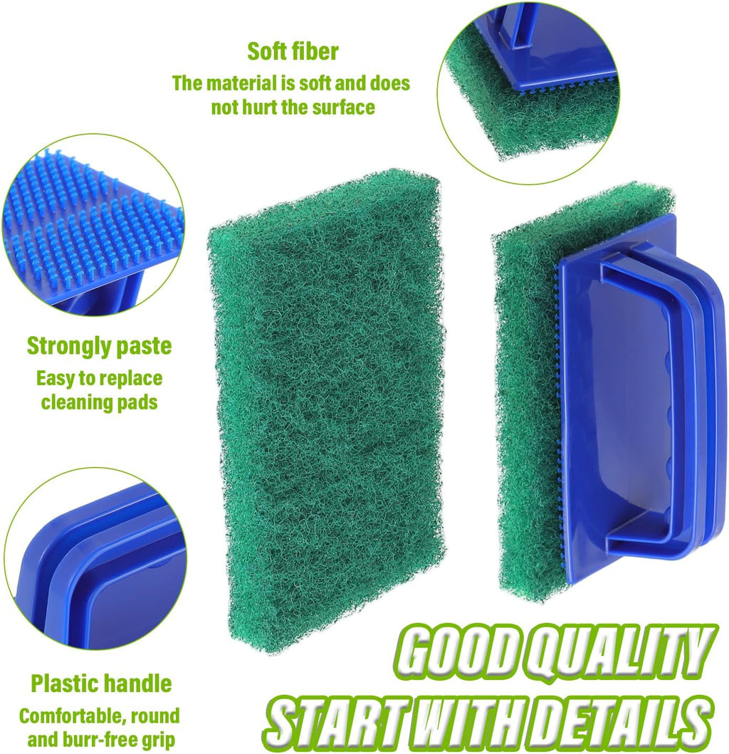 5 Pack Electric Cleaning Brush Pad Kitchen Bathroom Household Cleaning Pad Swimming Pool Wall Cleaning Brush Heavy Duty Griddle Scrubber Scouring Pad and 1 Pack Handle kit(Green)