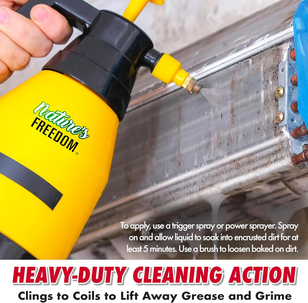Nature's Freedom AC Coil Cleaner – 1 Gallon No Rinse Coil Cleaner for Air Conditioners, Mini Splits, Heat Pumps & Window Units – Non-Foaming, Metal-Safe Formula