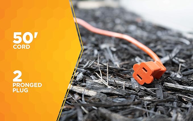 Southwire Outdoor Power Extension Cord - Ideal for Landscaping & Outdoor Equipment - Bright Orange Jacket - SJTW Rated - Durable Molded Plug - 16/2 SJTW - 50 Foot Length
