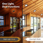 CycevSun Black Recessed Lights 6 Inch with Night Light 16 Pack, Dimmable & 5 Color Selectable, Canless Ultra Thin Wafer Downlight Indoor Outdoor Exterior Soffit, 12W, ETL Listed