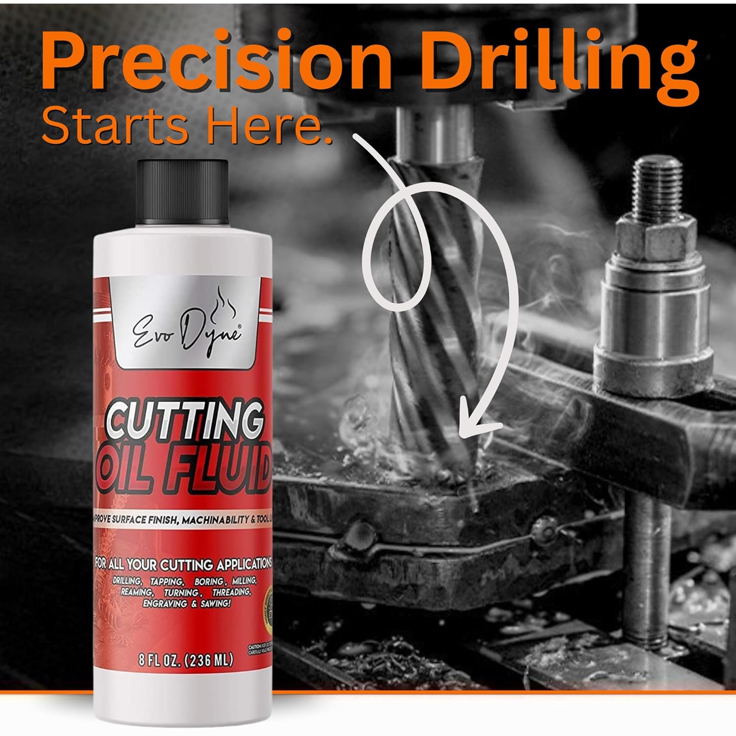 3-Pack Evo Dyne Cutting Oil Fluid 8oz, Made in USA - Multipurpose - Cutting Oil for Drilling, Tapping, Milling - Machine Cutting Fluid | Safe on Metal & Glass