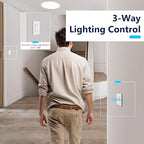 LIDER Motion Sensor Dimmer Switch for Dimmable 200W LED/CFL Lights, 3-Way, 120 V, Modern Upgrade, No Neutral Required, No Ground Required, UL Listed, Wall Plate Included, White