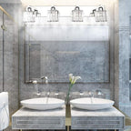 Aipsun Crystal Bathroom Vanity Light Modern Vanity Lighting Fixtures Crystal Vanity Light for Bathroom 4 Lights(Not Include Bulb)