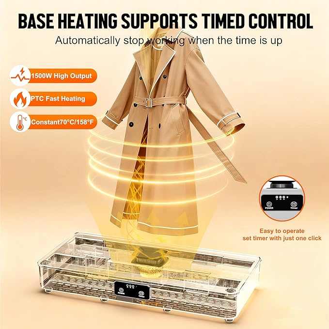 Clothes Dryer, Portable Foldable Drying Machine with Timer, Easy Carry Laundry Drying Wardrobe with Large Capacity, Electric Dryer/Rack for Home | Appartments | RV (Grey DF1)