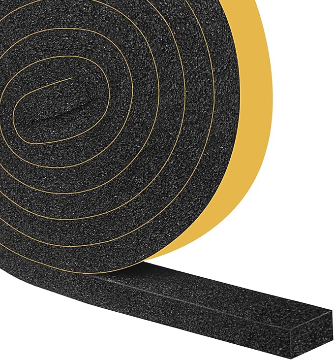 Open Cell Air Conditioning Window Seal, Door Weather Stripping with Adhesive, Single Sided Strong Adhesive Lightproof, Dustproof, Maximum Compression, Gap Blocker (1 in x 1/2 in x 13Ft)