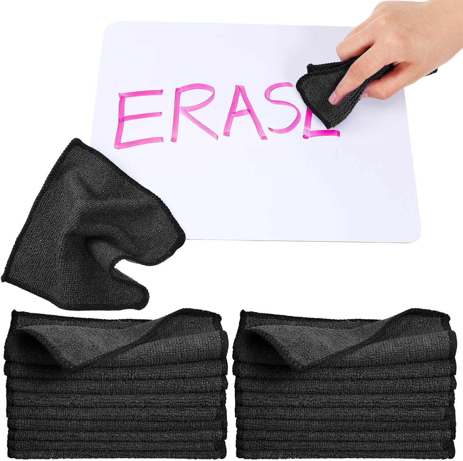 Tanlade Microfiber Cleaning Cloth 6"x6" Cleaning Rags Reasonable Kitchen Towels Microfiber Towels Cars Wash Dry Erase Cloth(Black,50 Pcs)