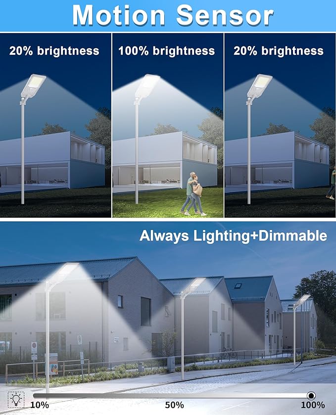 JAYNLT X-7500W Solar Street Lights,6500K Commercial Parking Lot Light Dusk to Dawn Dusk to Dawn,IP68 Waterproof Flood Security Street Lights Motion Sensor for Garage,Road