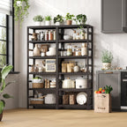 FOTOSOK 6-Tier Bamboo Shelf, Bamboo Bookcase with Adjustable Shelves, Free Standing Storage Shelf Unit, Plant Flower Stand for Kitchen, Bathroom, Home Office, Vintage