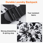 Femuar Laundry Bag Backpack Durable Laundry Bag with Shoulder Straps and Mesh Pockets Portable Laundry Dirty Clothes Hamper Bag for College Dorm (Cow Print)